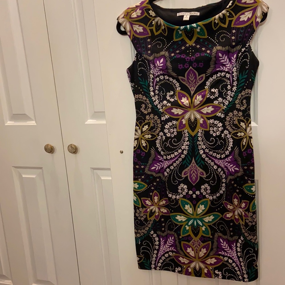 Contemporary Black and Purple Cocktail Dress